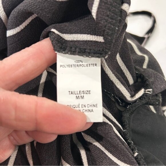 Black  White Crepe Wrap Front Wide Leg Jumpsuit - Picture 11 of 11